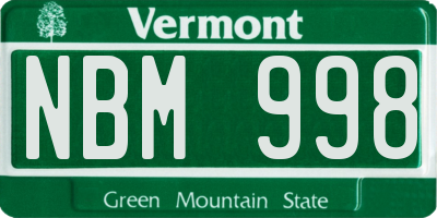VT license plate NBM998