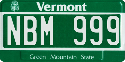 VT license plate NBM999