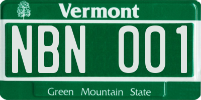 VT license plate NBN001