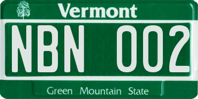 VT license plate NBN002