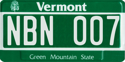 VT license plate NBN007