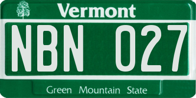 VT license plate NBN027