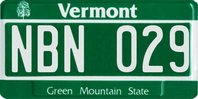VT license plate NBN029