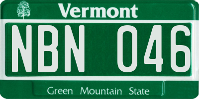 VT license plate NBN046