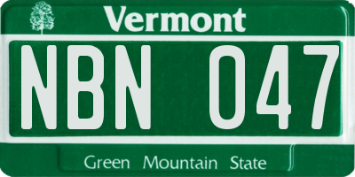 VT license plate NBN047