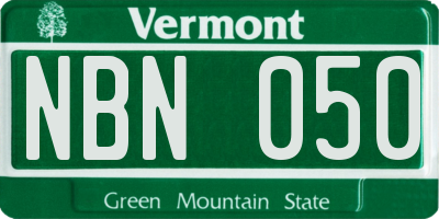 VT license plate NBN050