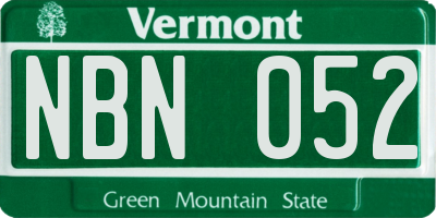 VT license plate NBN052