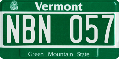 VT license plate NBN057
