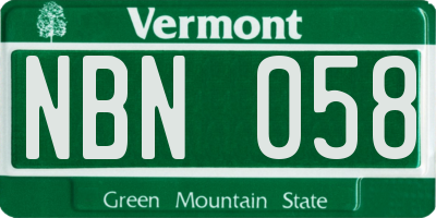VT license plate NBN058