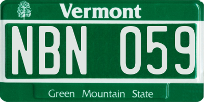 VT license plate NBN059
