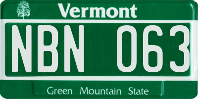 VT license plate NBN063