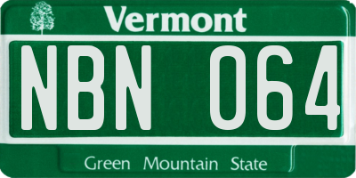 VT license plate NBN064