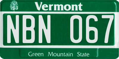 VT license plate NBN067