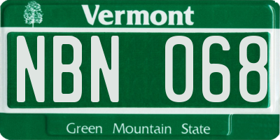 VT license plate NBN068