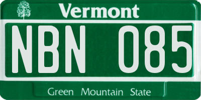VT license plate NBN085