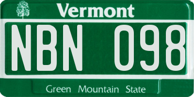 VT license plate NBN098