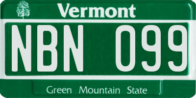 VT license plate NBN099