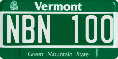 VT license plate NBN100