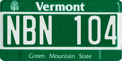 VT license plate NBN104