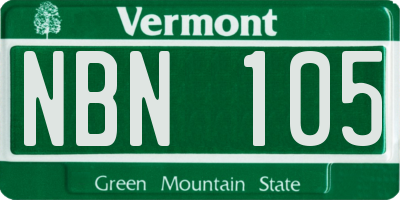 VT license plate NBN105