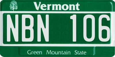VT license plate NBN106