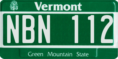 VT license plate NBN112