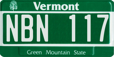 VT license plate NBN117