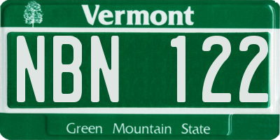 VT license plate NBN122