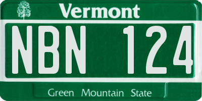 VT license plate NBN124