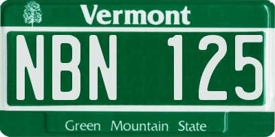 VT license plate NBN125