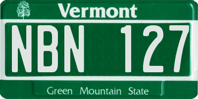 VT license plate NBN127