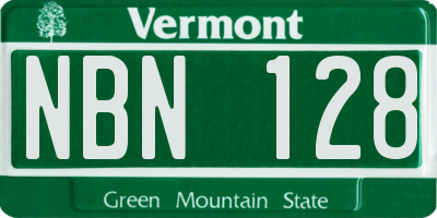 VT license plate NBN128