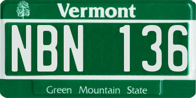 VT license plate NBN136