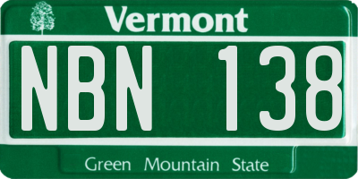 VT license plate NBN138