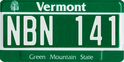 VT license plate NBN141