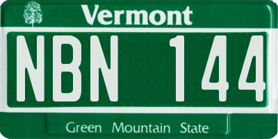 VT license plate NBN144
