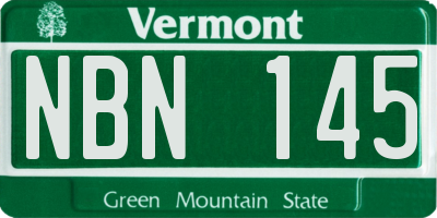 VT license plate NBN145