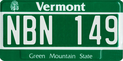 VT license plate NBN149