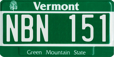 VT license plate NBN151