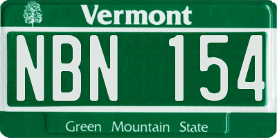 VT license plate NBN154