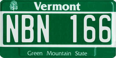 VT license plate NBN166