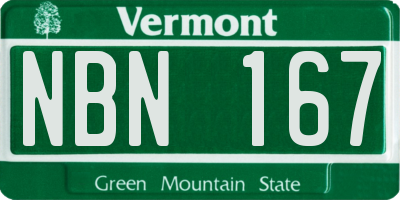 VT license plate NBN167