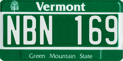 VT license plate NBN169