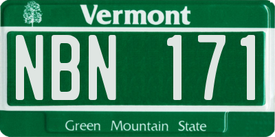 VT license plate NBN171