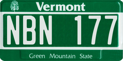 VT license plate NBN177