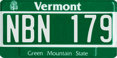 VT license plate NBN179