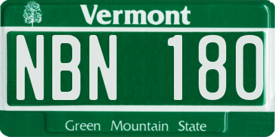 VT license plate NBN180