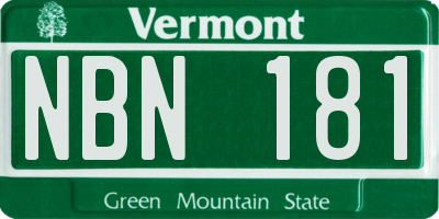 VT license plate NBN181