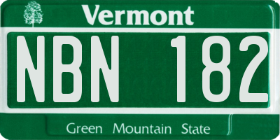 VT license plate NBN182
