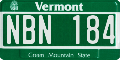 VT license plate NBN184
